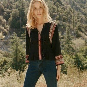 Doen Silk Noil boho Peasant Blouse ~ Small